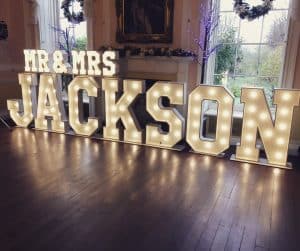 Mr and Mrs Jackson Light Up Letters