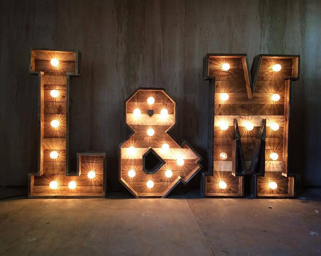 L & M light up letters