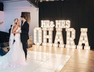 Mr and Mrs Ohara Light Up Letters and Dancefloor