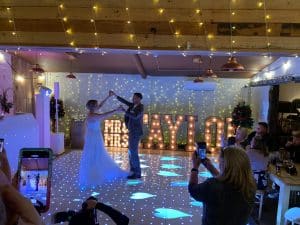 Mr and Mrs Taylor Light Up Letters and Dancefloor