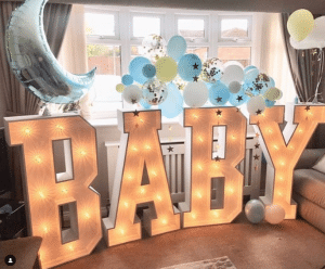Baby shower light up letters