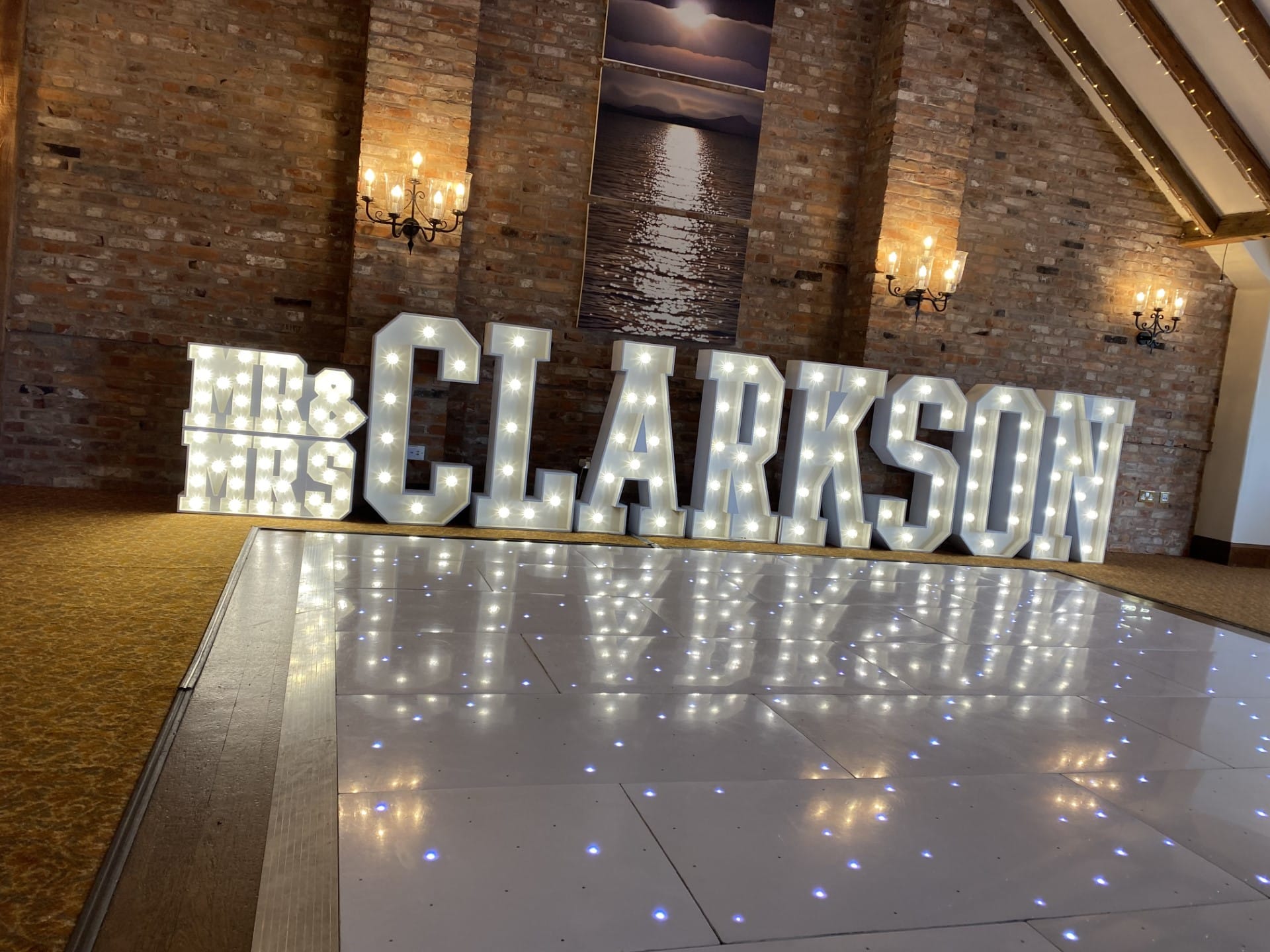 Light up Letters and dance floor for your wedding day